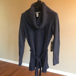 Angora/wool blend cowl neck sweater